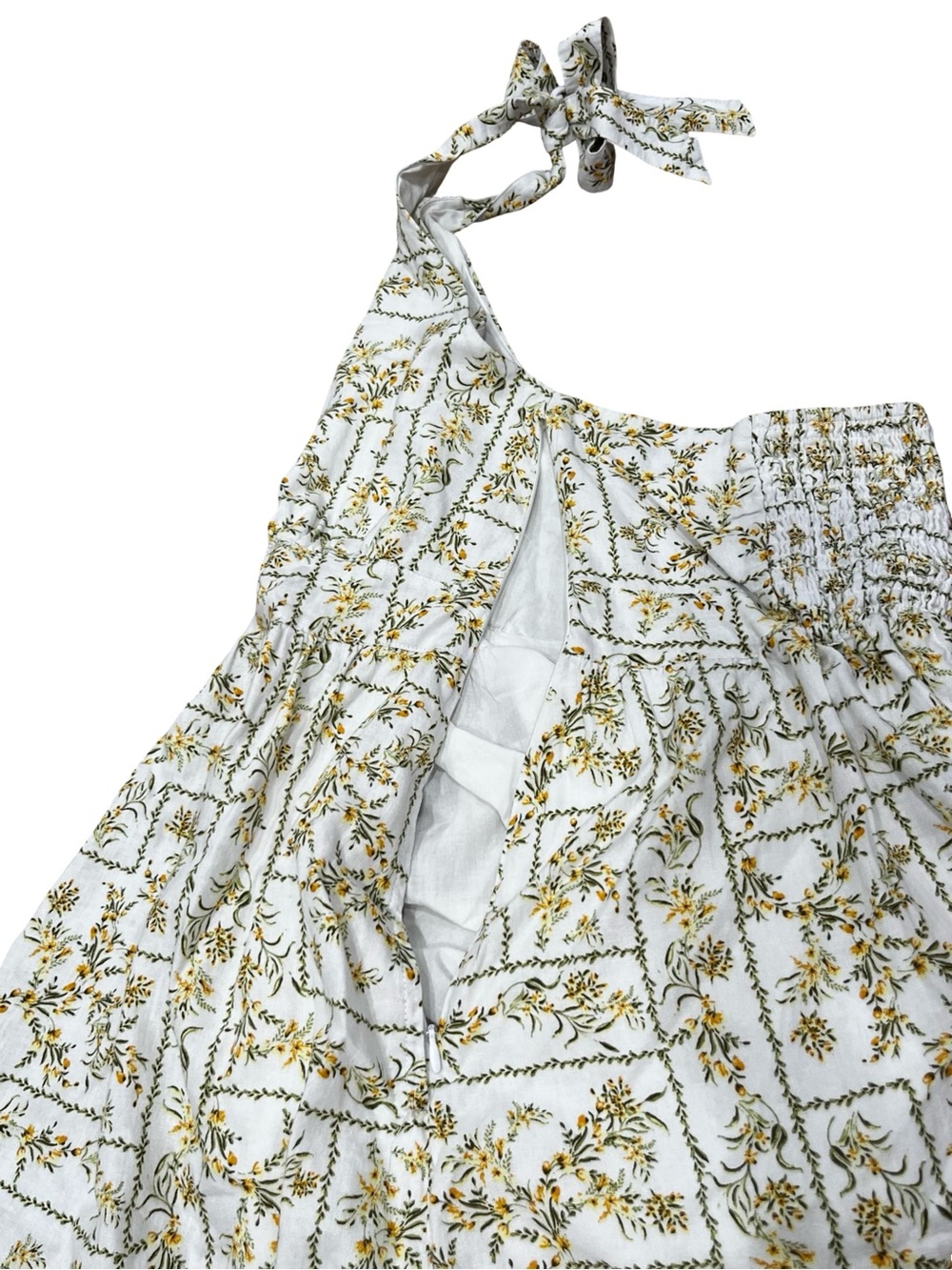 Joie White Yellow Floral Linen Blend Halter Midi Maxi Dress NWT Size 8 - Picture 10 of 13
